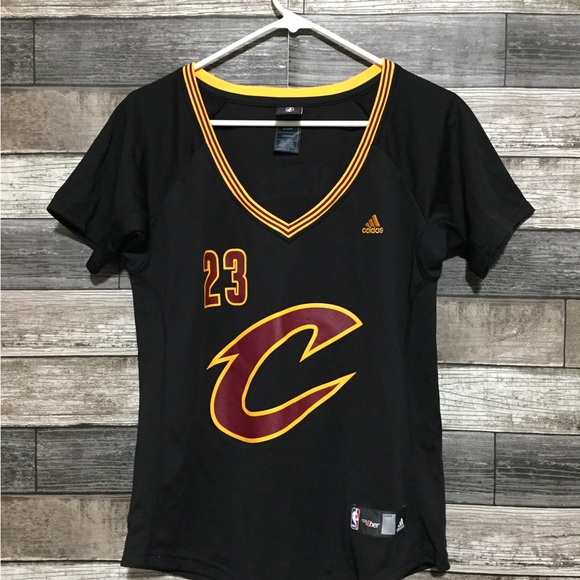Adidas Lebron James Cavaliers Shirt Jersey Women’s L Black NBA For Her - Picture 7 of 8